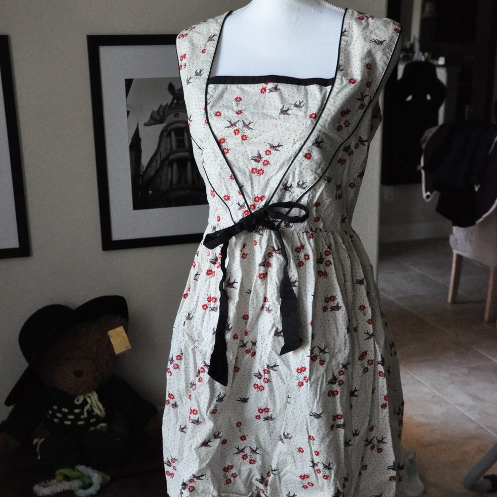 Modcloth Vintage Trollied Dolly Floral Polka Dot Sparrow Dress